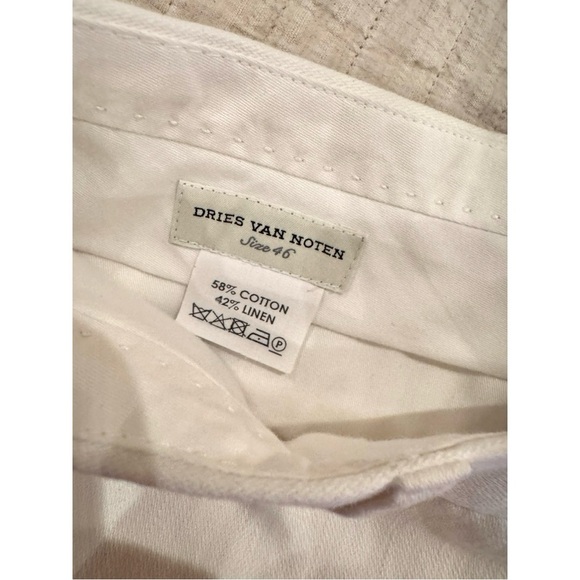 DRIES VAN NOTEN SINGLE-BREASTED COTTON LINEN BLEND SUIT ECRU / IVORY 46 - Picture 8 of 8